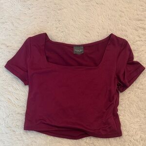 Cotton On Deep Red Square Neck Crop Top